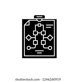 Workflow management black icon, vector sign on isolated background. Workflow management concept symbol, illustration 