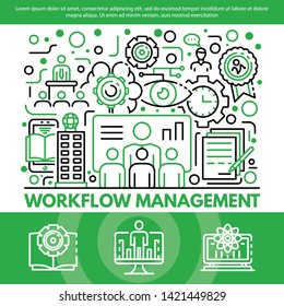 Workflow management concept background. Outline illustration of workflow management vector concept background for web design