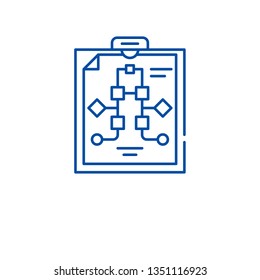 Workflow management line icon concept. Workflow management flat  vector symbol, sign, outline illustration.