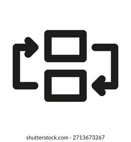 Icono de línea moderna de flujo de trabajo. Símbolo de flujo de proceso minimalista de Profesional diseñado como un ícono de línea de Vector premium para negocios y productividad
