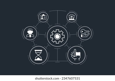 Workflow optimization concept design template with white glyph icons. Infographics with editable flat pictograms on abstract background. Vector illustration for ad, web banner, business presentation