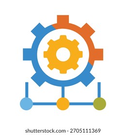 Ilustração de vetor de engrenagem de otimização de fluxo de trabalho isolada em um fundo branco