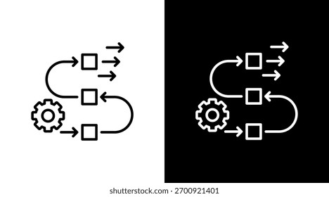 Design do Conjunto de Ícones Brancos de Otimização de Fluxo de Trabalho