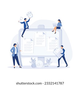 Workflow organization. Office work and time management. Kanban board, teamwork communication process, agile project management concept, flat vector modern illustration 