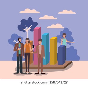 Workflow and people design, Infographic data information business analytics and visual presentation theme Vector illustration