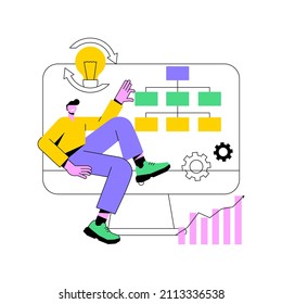 Workflow process abstract concept vector illustration. Design and automation, boost office productivity, business process, cloud-based project management platform software abstract metaphor.