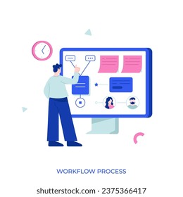 Workflow process abstract concept vector illustration. Design and automation, boost office productivity, business process, cloud-based project management platform software abstract metaphor.