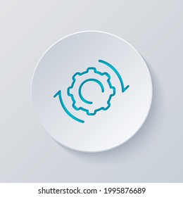 Workflow process, gear and arrows, automate business operation. Cut circle with gray and blue layers. Paper style