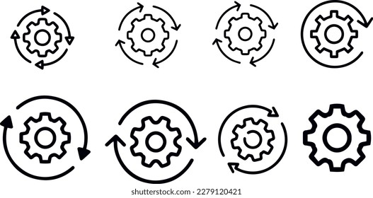 Workflow-Prozess, Getriebe und Pfeile, Automatisierung von Icons für Geschäftsabläufe