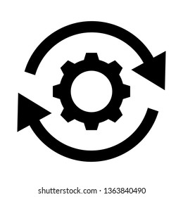 Workflow process icon in flat style. Gear cog wheel with arrows vector illustration on white isolated background. Workflow business concept.