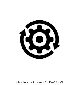 Workflow Process Icon In Flat Style, Gear Cog Wheel With Arrows Vector Illustration On White Isolated Background, Workflow Business Concept