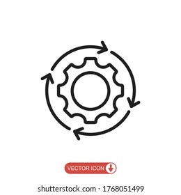 Workflow process icon in flat style. settings reload vector illustration  isolated on white  background. Gear cog wheel with arrows business concept.