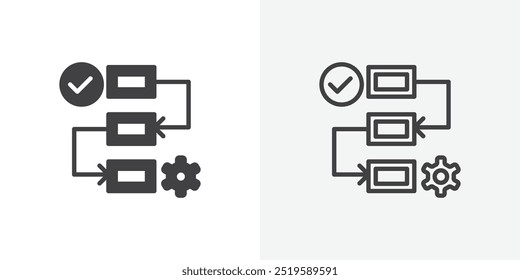 Workflow process icon. solid filled and stroke thin line style eps 10