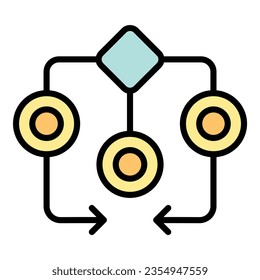 vector de contorno de icono de progreso del flujo de trabajo. Sistema de engranajes. plano de color de plan web