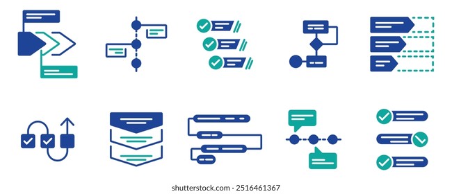 Icono de hoja de ruta de progreso del flujo de trabajo Conjunto de datos de rendimiento empresarial Infografía Línea de tiempo del proyecto Ilustración vectorial de gráfico	