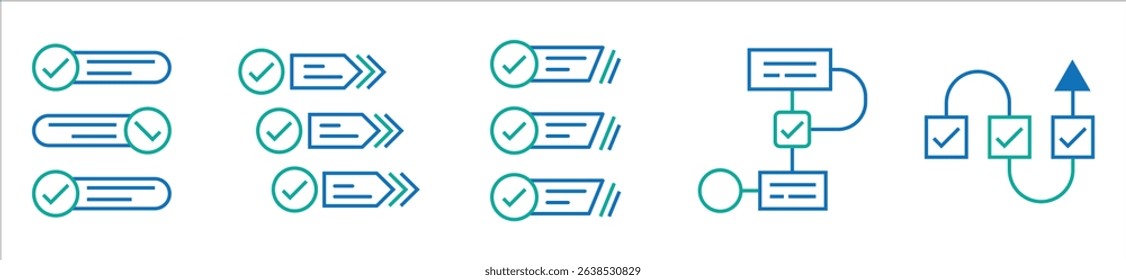 workflow progress roadmap icon set business performance infographic project timeline chart vector illustration