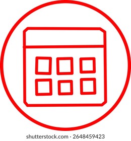workflow red line icon inside circle. Red line icon with UI UX Productivity theme inside circle