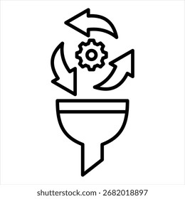 Vector de ilustración de icono de esquema de refinamiento de flujo de trabajo