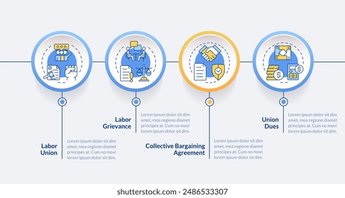 Workflow relations concepts circle infographic template. Data visualization with 4 steps. Editable timeline info chart. Workflow layout with line icons