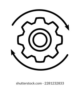 Workflow, Repeat-Einstellungen, Gear Rotate Update Icon Outline Vektorgrafik