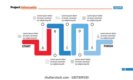 Seven Parts Workflow Slide Template: vector de stock (libre de regalías