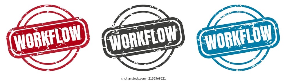 Workflow stamp. workflow round isolated sign