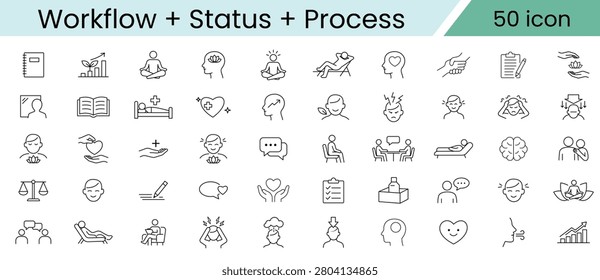 Workflow status process icons with transparent background for presentations