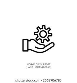 Workflow Support Icon Hand Holding Gear