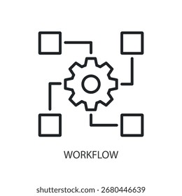 Ícones de vetor de linha fina do fluxo de trabalho.