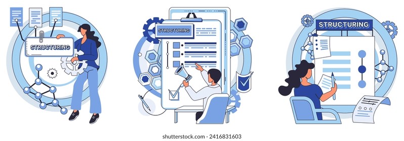 Workflow vector illustration. Brainstorming sessions enhance development innovative strategies Professional interaction is vital for success any workflow concept Multitasking is skill contributes