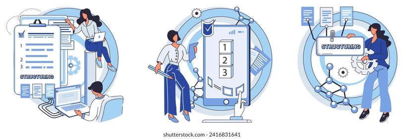 Workflow vector illustration. Professional interaction is crucial for success any workflow concept Multitasking capabilities enhance overall efficiency workflow management Strategic development