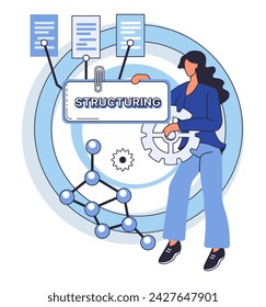 Ilustración vectorial de flujo de trabajo. La gestión estratégica del flujo de trabajo es clave para el éxito de cualquier proyecto empresarial. El progreso en el negocio depende de la mejora continua y un flujo de trabajo eficaz.
