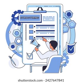 Workflow vector illustration. Strategic progress in business involves effective workflow analysis Efficient workflow procedures contribute to successful project development Professional interaction