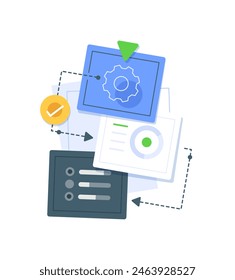 Workflow, work organization concept,Project management process, abstract business system network, scheme with connections, interactions