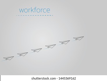Workforce. Business concept illustration with a folded paper plane.
