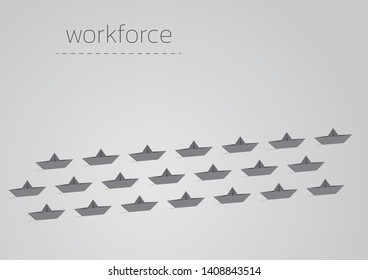 Workforce concept illustration with a folded paper boat.