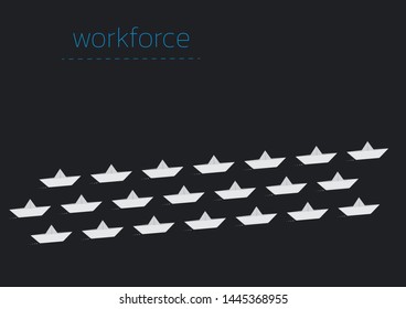Workforce concept illustration with a folded paper boat.