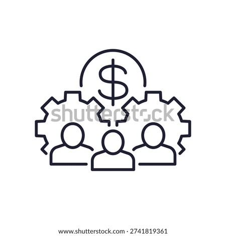 workforce cost line icon with workers