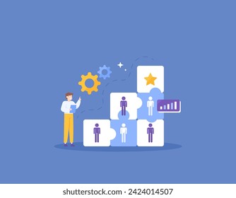 A workforce development concept. Improve workers' skills for success. develop the ability of workers for the benefit and development of the company. illustration concept design. graphic elements