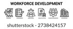 Workforce Development web banner icon vector illustration concept with icon of training, assessment, employees, qualification, human resources, and enterprise.