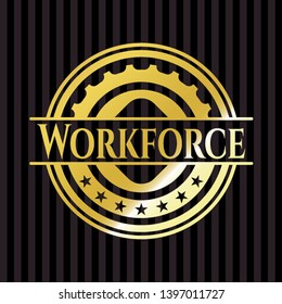 Workforce gold emblem or badge. Vector Illustration. Detailed.