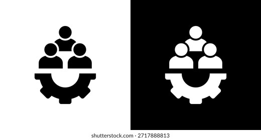 Icono de la fuerza de trabajo lleno en blanco y negro.