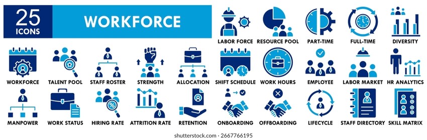 Workforce icon collection set. Containing design business, team, work, job, professional, employee
