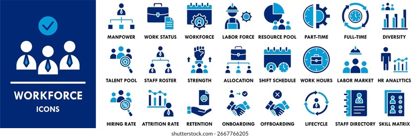 Workforce icon collection set. Containing design business, team, work, job, professional, employee