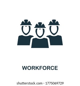 Icono de fuerza laboral. Elemento sencillo de la colección de administración de negocios. Icono de la fuerza de trabajo creativa para diseño web, plantillas, infografías y más