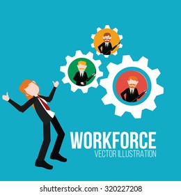 workforce illustration over blue color background