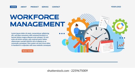 workforce management service , workforce management concept, cloud management, Suitable for web landing page, ui, mobile app, banner template. Vector Illustration. - Shutterstock ID 2259675009