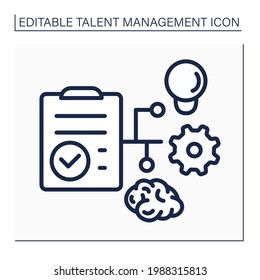 Workforce planning line icon. Checklist. Plan realizing. Career growth. Talent management concept. Isolated vector illustration. Editable stroke
