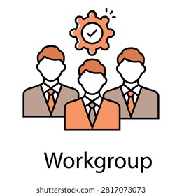 Workgroup icon representing professional team collaboration and business corporate network