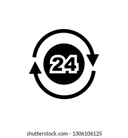 Working 24 hours a day. Hours icon. Twenty-four  hours vector icon